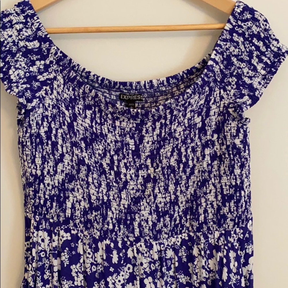 Off the shoulder purple floral express dress - Picture 2 of 3